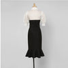 Schwarzes Vintage-Kleid mit hoher Taille aus den 1940er Jahren