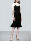 Schwarzes Vintage-Kleid mit hoher Taille aus den 1940er Jahren