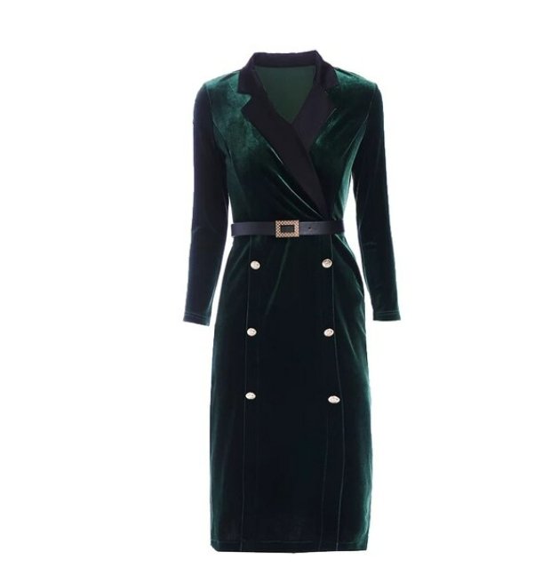 Grünes Samtkleid aus den 1940er Jahren