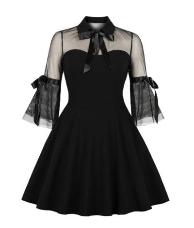 Schwarzes Spinnen-Vintage-Kleid