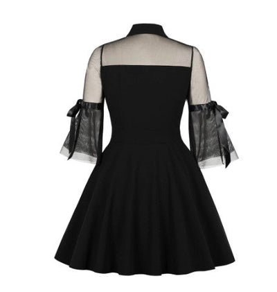 Schwarzes Spinnen-Vintage-Kleid