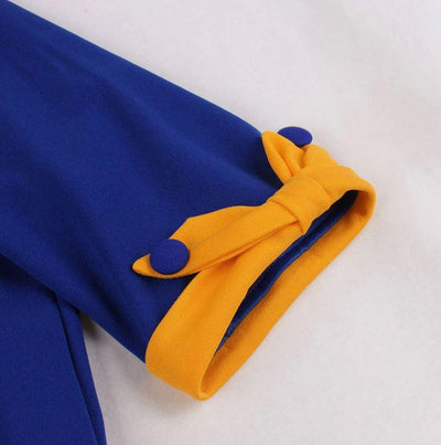 Blau Gelbes Herbst Vintage Kleid