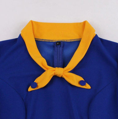 Blau Gelbes Herbst Vintage Kleid
