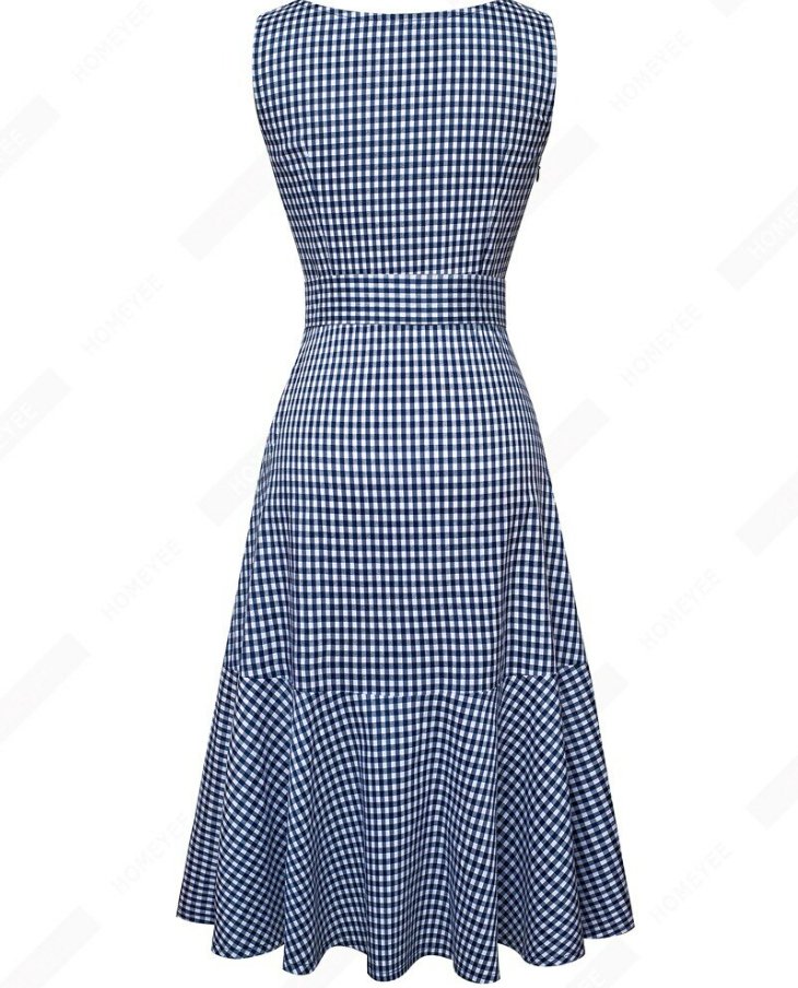 Vintage blau kariertes Kleid