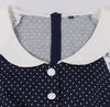 Blaues Vintage-Kleid mit Spitzenkragen