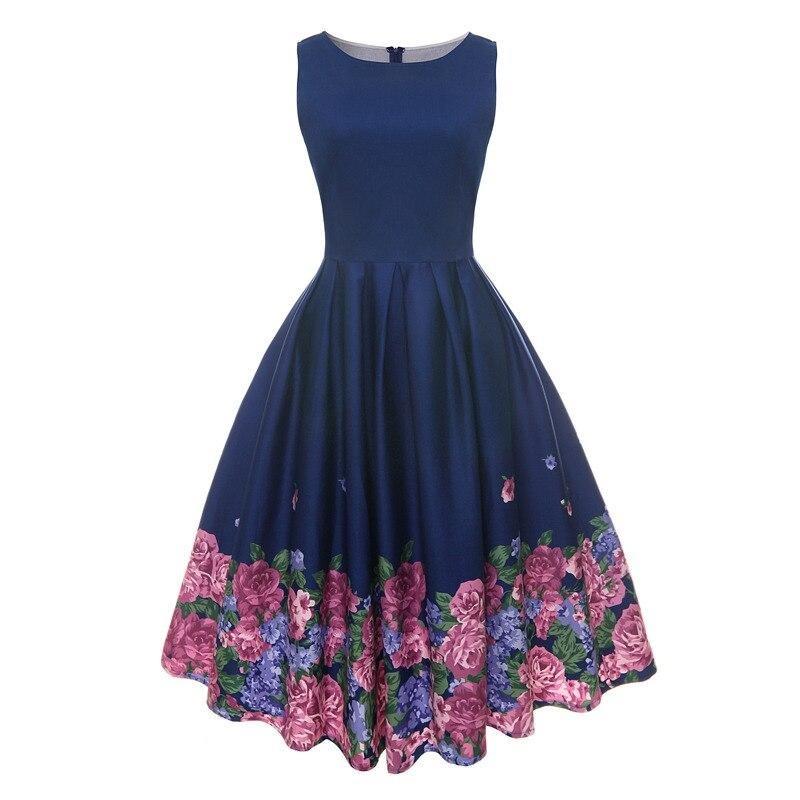 Vintage Blaues Faltenkleid