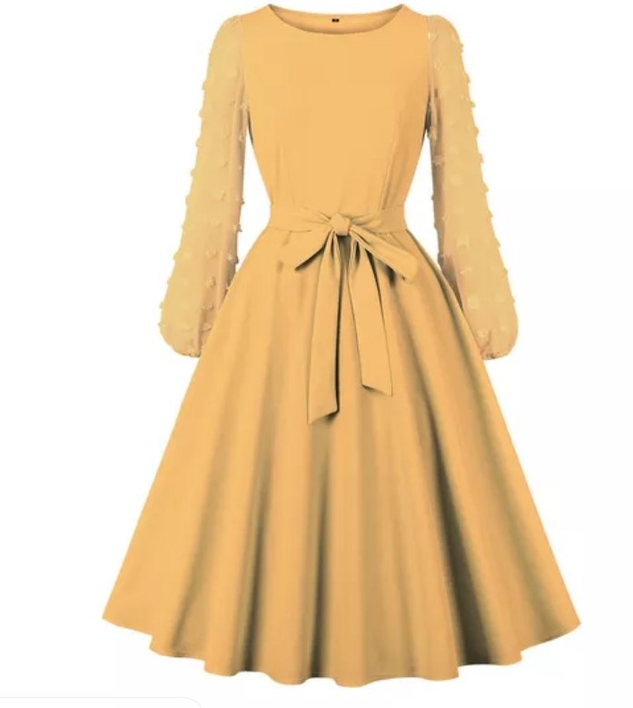 Gelbes böhmisches Vintage-Kleid