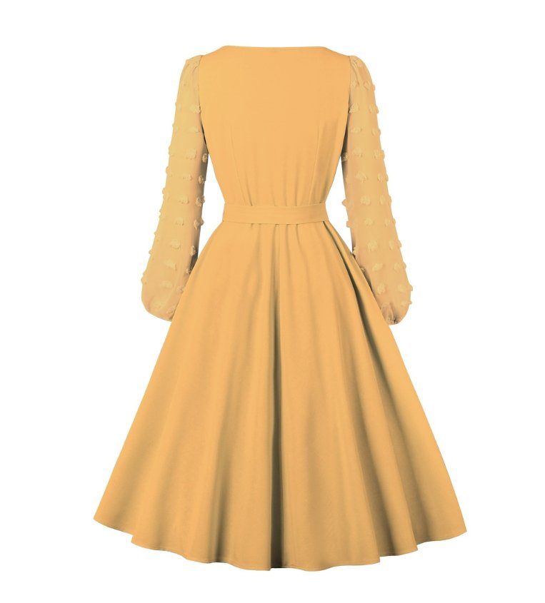 Gelbes böhmisches Vintage-Kleid