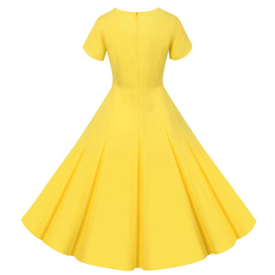 Knöpfe Vintage Kleid Gelb
