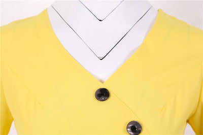 Knöpfe Vintage Kleid Gelb