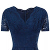Marineblaues Vintage-Kleid mit Stickerei