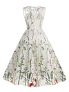 Weinrotes Vintage-Kleid mit Stickerei