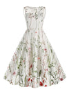 Weinrotes Vintage-Kleid mit Stickerei
