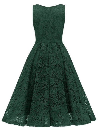 Vintage besticktes Kleid grün