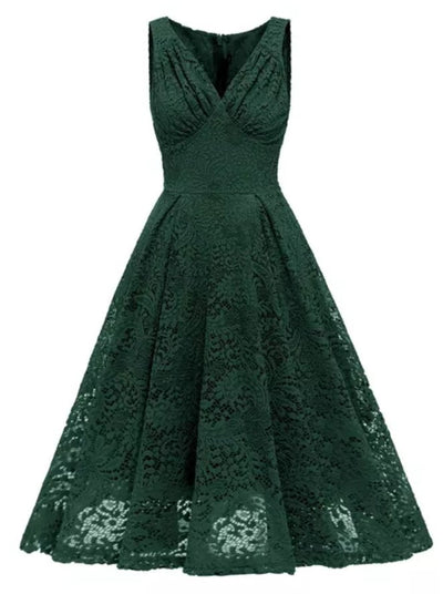 Vintage besticktes Kleid grün