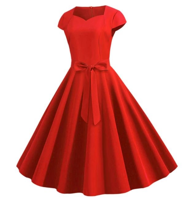 Vintage-Kleid mit rotem Gürtel