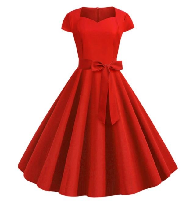 Vintage-Kleid mit rotem Gürtel