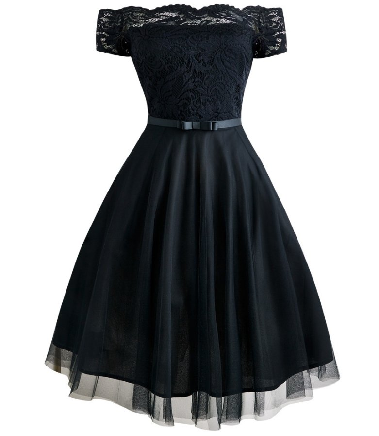 Schwarzes Vintage-Zeremonienkleid