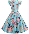 Blaues Vintage-Chic-Retro-Kleid