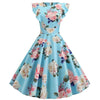 Blaues Vintage-Chic-Retro-Kleid