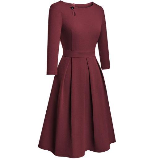 Kleid Jahr 60 70 Bordeaux