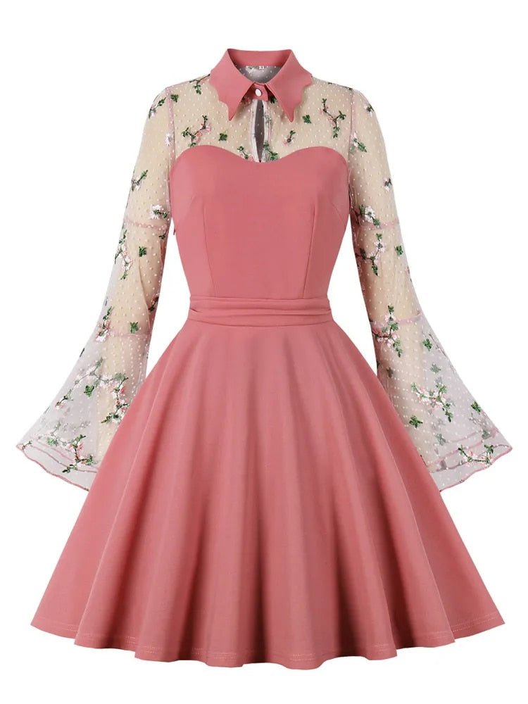Vintage rosa Peter-Pan-Kragen-Kleid