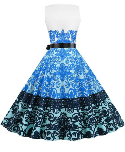 Vintage-Kleid mit Rundhalsausschnitt und weißen Blumen