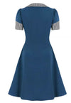 Blaues Vintage-Kleid mit Rundhalsausschnitt