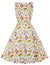 Cremefarbenes, florales Vintage-Kleid mit Rundhalsausschnitt