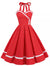 Rotes gepunktetes Vintage-Kleid mit Rundhalsausschnitt