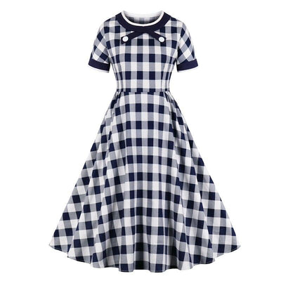 Kariertes Vintage-Kleid aus Baumwolle