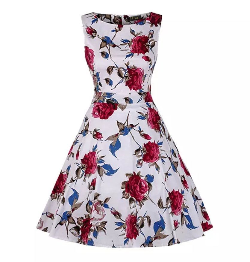 Geblümtes Vintage-Kleid aus Baumwolle
