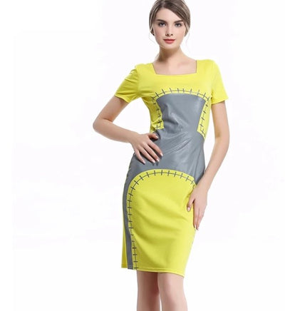 Gelbes schickes Bleistift-Vintage-Kleid