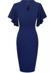 Marineblaues Vintage-Bleistift-Chic-Kleid