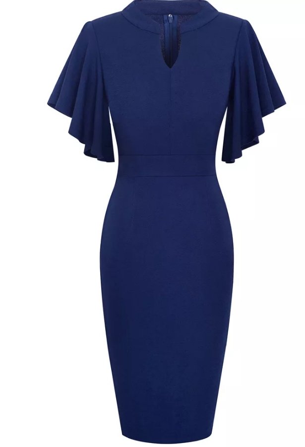 Marineblaues Vintage-Bleistift-Chic-Kleid