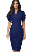 Marineblaues Vintage-Bleistift-Chic-Kleid