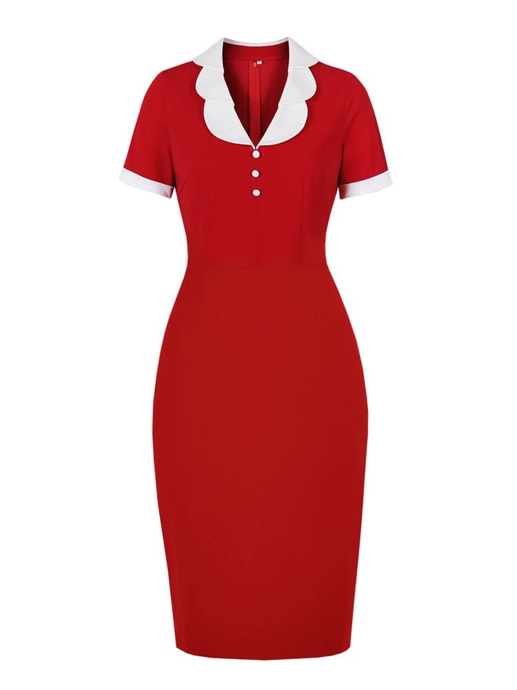 Rotes Vintage-Bleistift-Chic-Kleid