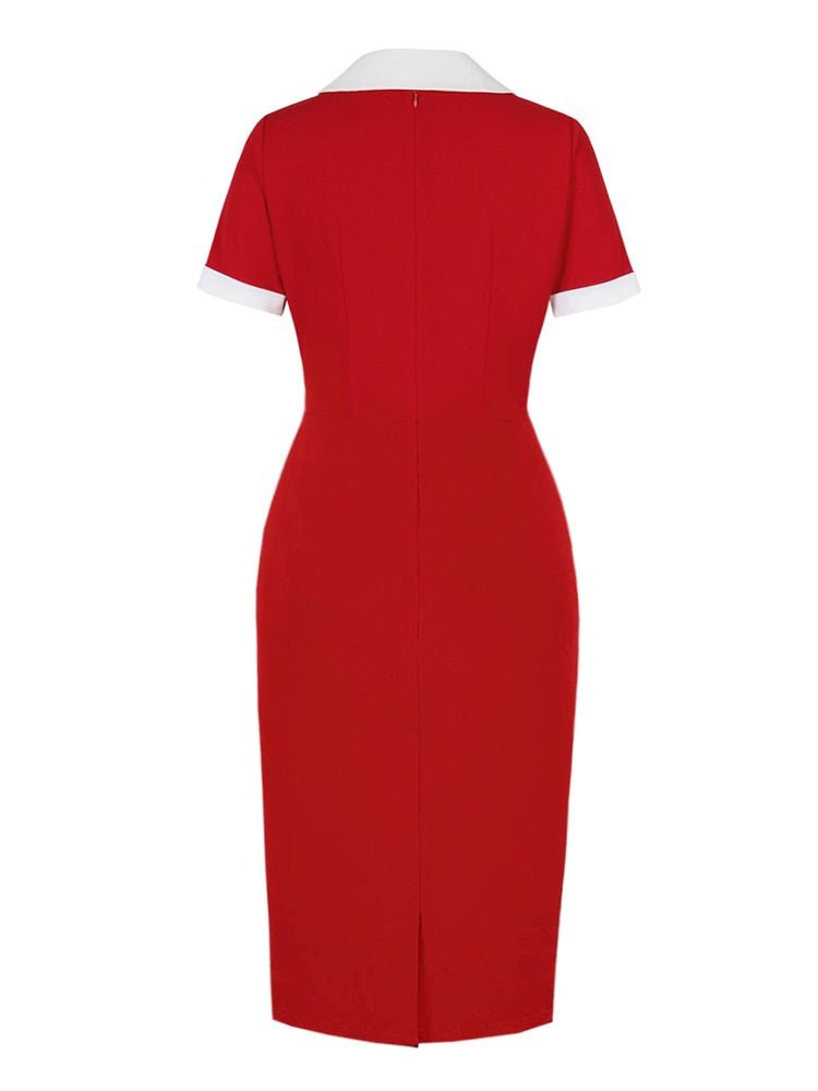 Rotes Vintage-Bleistift-Chic-Kleid