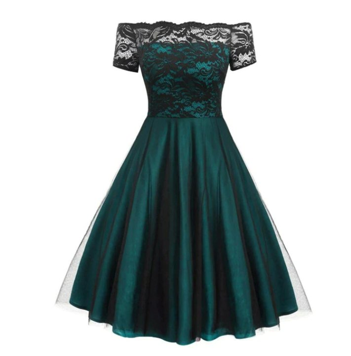 Grünes Vintage 50er Spitzenkleid