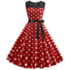 Rotes Vintage-Kleid mit gepunkteter Spitze