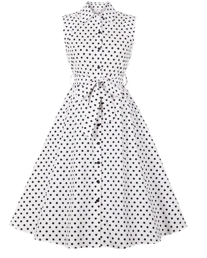 Schwarz-weißes Vintage-Kleid für Damen