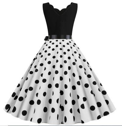 Schwarz-weißes Vintage-Kleid für Damen