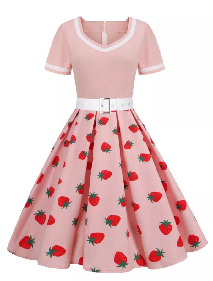 Erdbeer-Vintage-Kleid