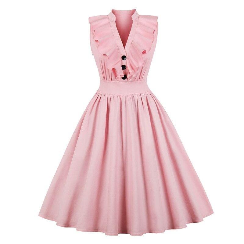 Rosa Plus Size Froufrou Vintage Kleid