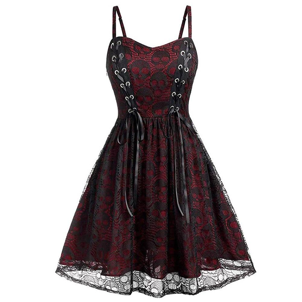 Burgunderrotes Gothic-Vintage-Kleid