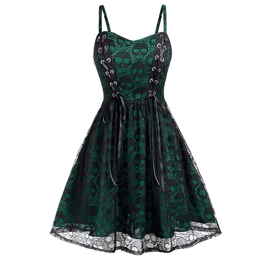 Vintage Gothic Kleid Grün
