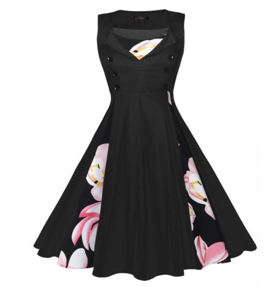 Vintage-Kleid mit Blumenmuster im 50er-Jahre-Stil in Übergröße