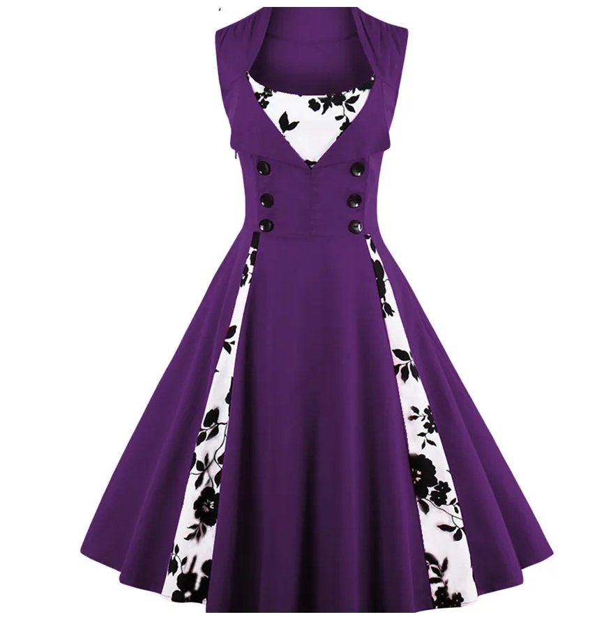 Lila 60er Plus Size Vintage Kleid