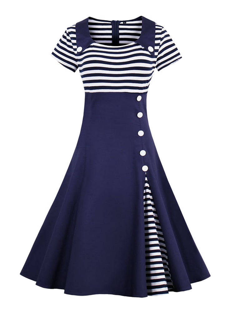 Plus Size 1950er Vintage Kleid Blau