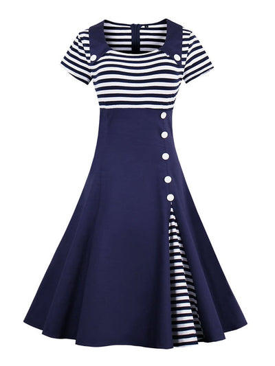 Plus Size 1950er Vintage Kleid Blau